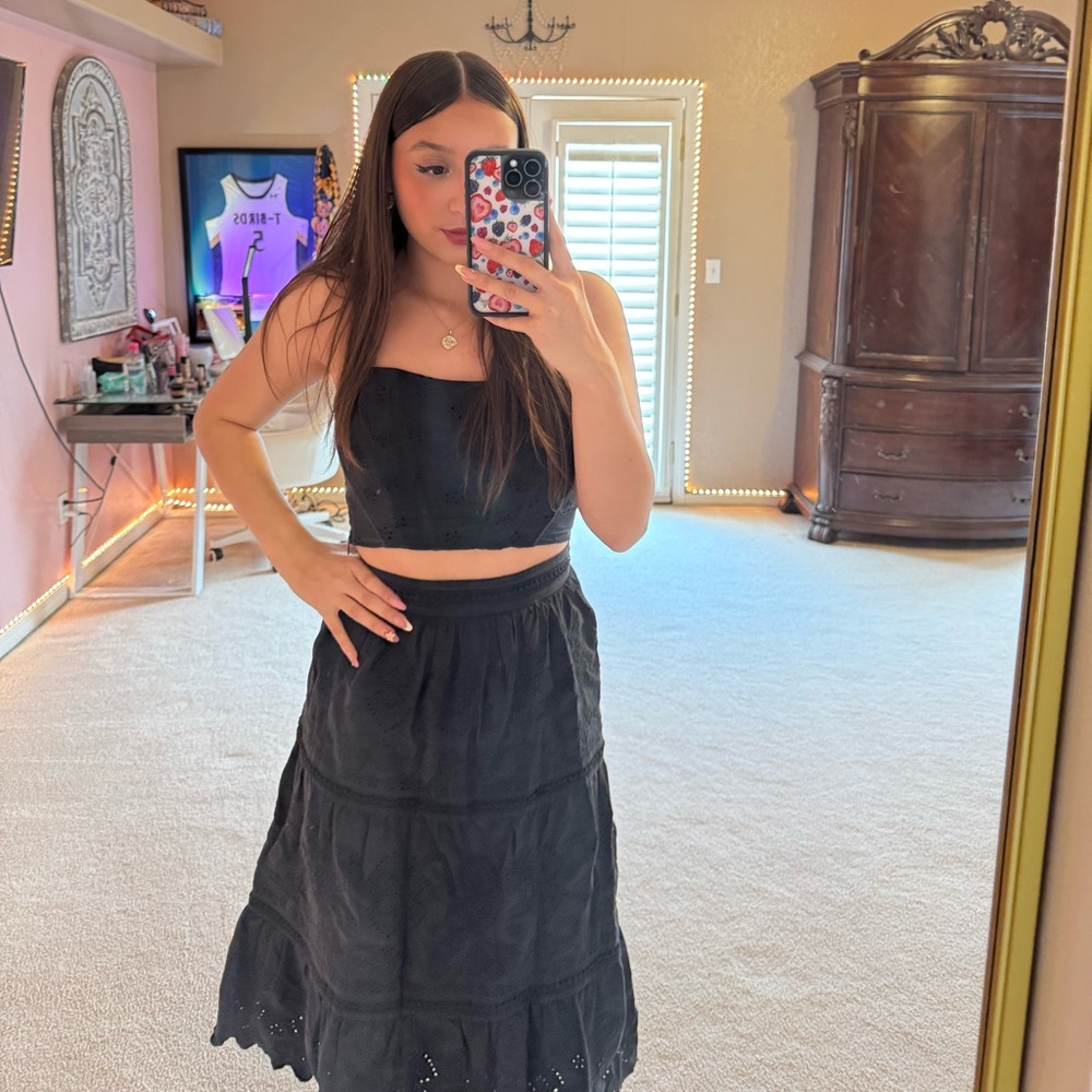 Black Two piece skirt outfit